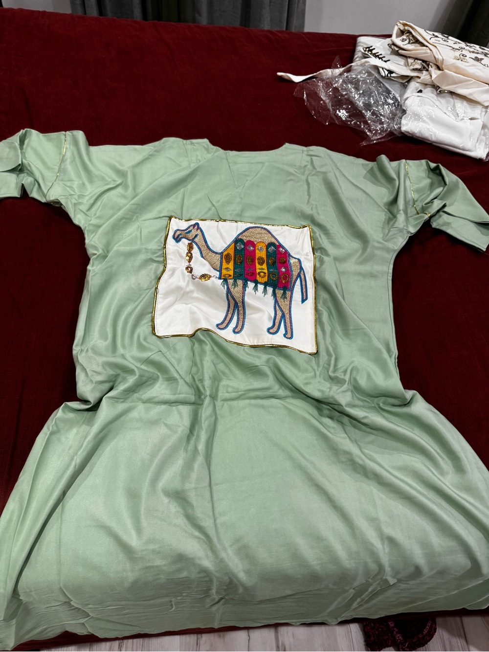 Women’s Mint Green Embroidered Camel Nightshirt